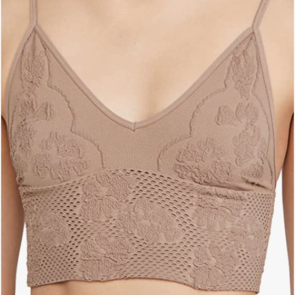 FREE People Women's Candy Seamless Bra, Sand, Tan, M-L.